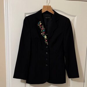 Escada Black Blazer with Colorful Embroidery
